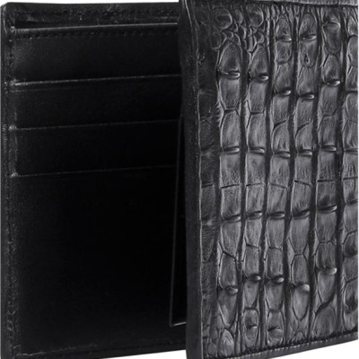 Ví Nam Da Cá Sấu Nguyên Con Huy Hoàng HT2204 (12.5 x 10 cm) - Đen