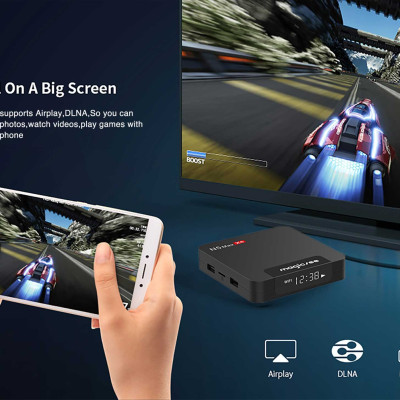 Android tivi box magicsee n5 max x4 Rom 64G Ram 4G  điều khiển giọng nói tiếng Việt kiêm bàn phím chuột bay có đèn nền wifi 2 băng tần bluetooth S905X4 cài sẵn phim, truyền hình cáp miễn phí vĩnh viễn - Hàng nhập khẩu
