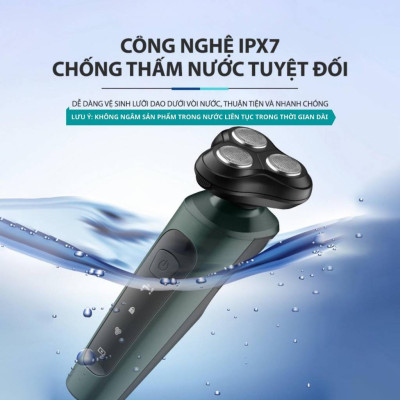 Máy Cạo Râu Lưỡi Dao Kép Đa Năng 3 Trong 1 Đầu Tông Đơ Cắt Tỉa Lông Mũi Chống Nước IPX7 Sạc Pin Màn Hình LED - Hàng Chính Hãng [Được đồng kiểm]