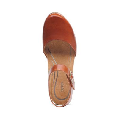 Sandal cao gót sức khỏe nữ Aetrex Finley Cognac - giày cao gót bít mũi đệm da mềm