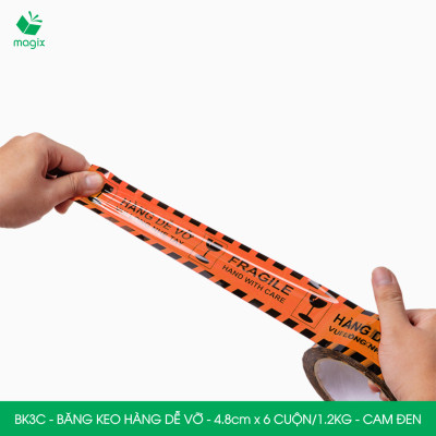 Combo 12 cuộn băng keo HÀNG DỄ VỠ 4.8 cm - Băng dính niêm phong đóng hàng - Nhiều màu