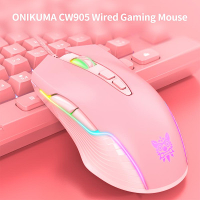 Chuột chơi game có dây ONIKUMA CW905 7 phím tiện dụng  có thể điều chỉnh 6 cấp Hiệu ứng ánh sáng RGB