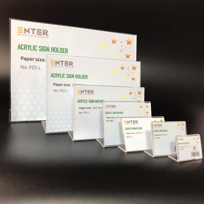 Kệ mica 1 mặt Enter F05-L 75x50mm A8 ngang, Kệ menu chữ L, Khung thông tin sản phẩm, Khung bảng giá, Kệ trưng bày để bàn