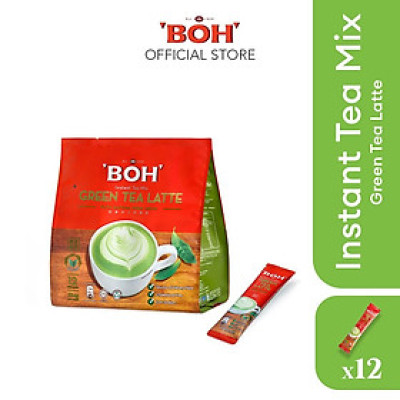 BỘT TRÀ SỮA VỊ TRÀ XANH LATTE TÍ ĐƯỜNG HIỆU BOH - BOH GREEN TEA LATTE LESS SUGAR (12