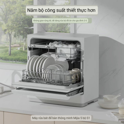 Máy Rửa Bát Xiaomi Mijia S2 5 Bộ – Khử Trùng 99,9%, Tiêu Thụ Nước Ít Hơn 85% Rửa Tay Kết Nối App Xiaomi - Hàng Nhập Khẩu