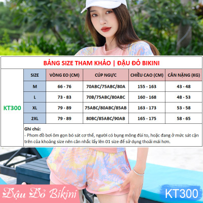 Bộ bơi nữ dáng áo thun ngắn tay quần short đùi 2 lớp kín đáo, có sẵn đệm ngực tròn, thiết kế trẻ trung, dấu bụng tốt, chất thun bơi Hàn cao cấp | KT300