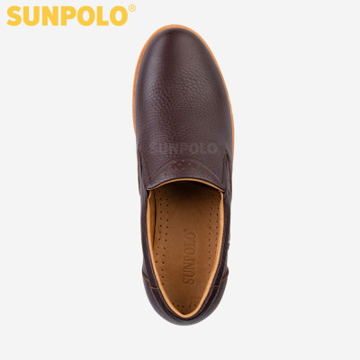 Giày Mọi Nam Da Bò SUNPOLO SUMU01 - Nâu