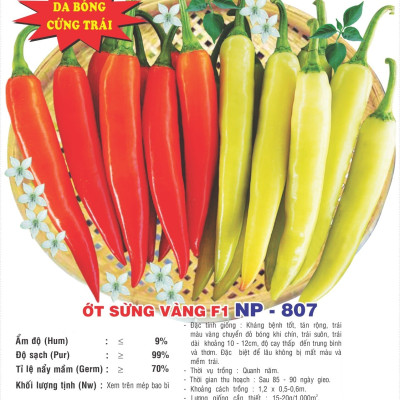 Hạt giống Ớt sừng vàng da bóng trái sai và to đều VTP88