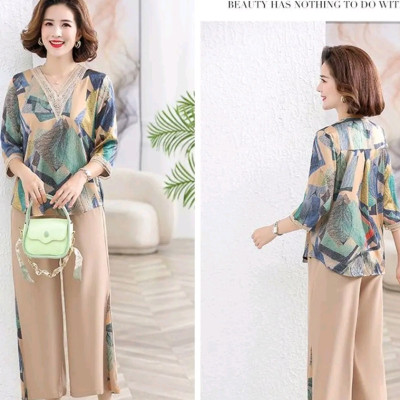 Đồ bộ trung niên cho bà cho mẹ, chất liệu Lụa Hàn mát, thấm hút mồ hôi, đồ bộ nữ kiểu set đi chơi , bộ đồ trung niên, Nesa Shop