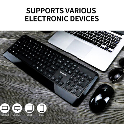 Tổ hợp uFound R-755 106 phím Bàn phím truyền tải 2.4G + Chuột không dây 1200DPI cho Văn phòng Doanh nghiệp