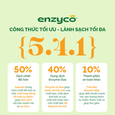 Nước Tẩy Nhà Vệ Sinh Sinh Học ENZYCO 860ml - Chiết Xuất Bồ Hòn Và Enzyme Dứa, Hương Thơm Từ Khuynh Diệp