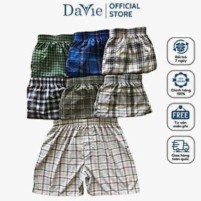 Quần Đùi Nam Thương Hiệu Davie Mặc Nhà Họa Tiết Karo Mã Số DVS010 - Giao Màu Ngẫu Nhiên