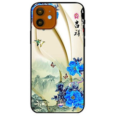 Ốp lưng dành cho Iphone 12 - 12 Pro mẫu Hoa Xanh và Bướm