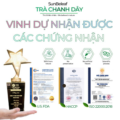 [TẶNG TOPPING] Trà Chanh Dây hòa tan Sunbeleaf, có chanh dây thật, trà hoa quả tươi ngon, thanh mát, hộp 10 gói
