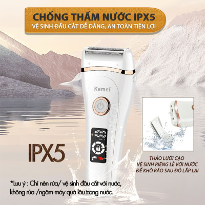 Máy cạo lông Kemei KM-392 chuyên dùng cạo lông toàn thân, bikini sử dụng pin sạc tiện lợi - Chính hãng