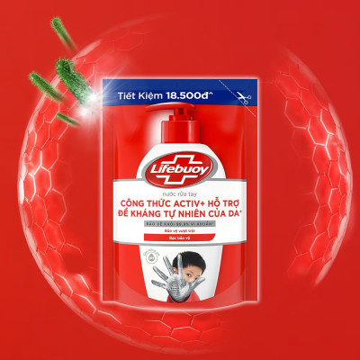 Nước rửa tay sạch khuẩn Lifebuoy Túi 400G - Bảo vệ vượt trội 10