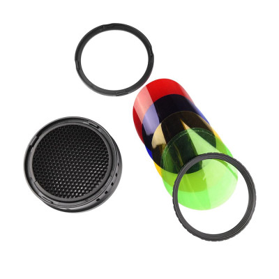 Godox BD08 Barn Door & Honeycomb Grid & 4 Color Gel Filters Kitcho ánh sáng nhấp nháy ngoài trời