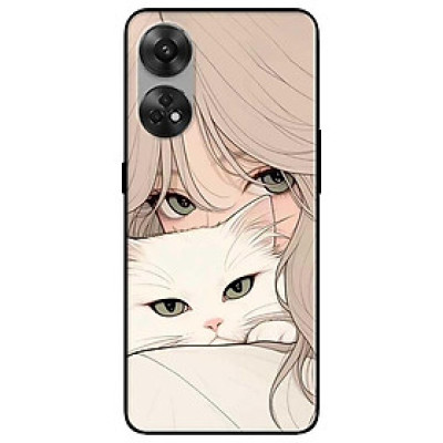 Ốp lưng cho Oppo Reno 2Z, 2F - 6z - 7z 5G - 8z 5G - A96 5G - 8T 4G - 8T 5G - Mèo Và Cô Gái - Hàng Chính Hãng