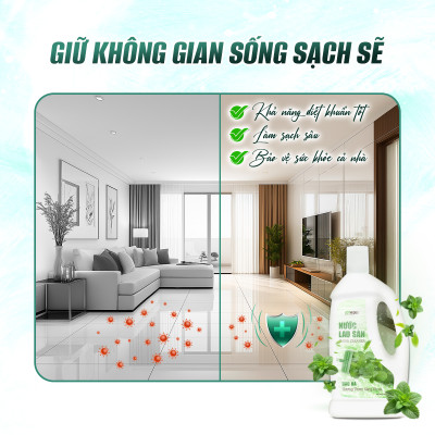 Thùng 4 Chai Nước lau sàn EcoWipes chai 1 Lít Hương tự nhiên thơm mát bảo vệ khỏi côn trùng
