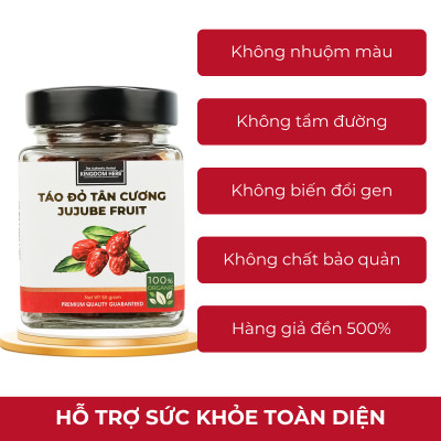 Táo đỏ Tân Cương hữu cơ sấy khô cắt lát Kingdom Herb chính hãng thượng hạng hộp 55g - KQ