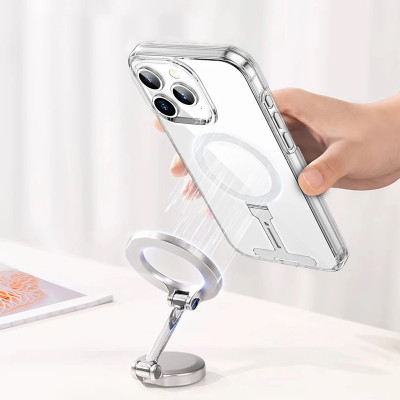 Ốp lưng sạc từ tính tích hợp kệ đỡ ẩn cho iPhone 15 Pro / 15 Pro Max / 15 Plus hiệu WIWU Stand chống sốc, chống va đập bảo vệ camera - Hàng nhập khẩu