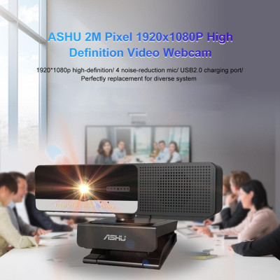 Webcam video độ nét cao ASHU 2M Pixel 1920x1080P với 4 Mic giảm tiếng ồn M-agnetic P-rivacy Cam P-rotection