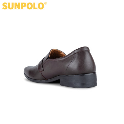 Giày tây nam da bò đế cao su mũi nhọn SUNPOLO SKT116 phiên bản nâu
