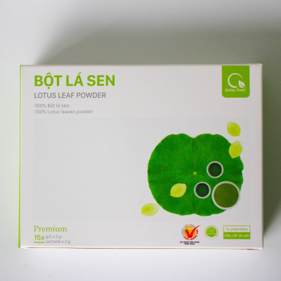 Bột Lá Sen Sấy Lạnh Nguyên Chất Quảng Thanh Hộp 45g  - Ngủ ngon, giảm mỡ máu, giảm cân, mát gan, mờ nám, tàn nhang, đẹp da