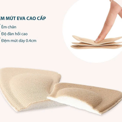 Bộ 2 cặp lót giày 4D bảo vệ gót chân và chống tuột gót giày (loại bầu) 1 CẶP KEM VÀ 1 CẶP ĐEN