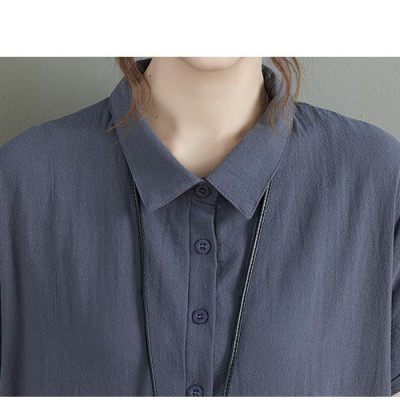 Đầm suông nữ thiết kế cổ đức bổ phối cúc trơn basic cá tính, chất đũi mềm mát cao cấp HB61