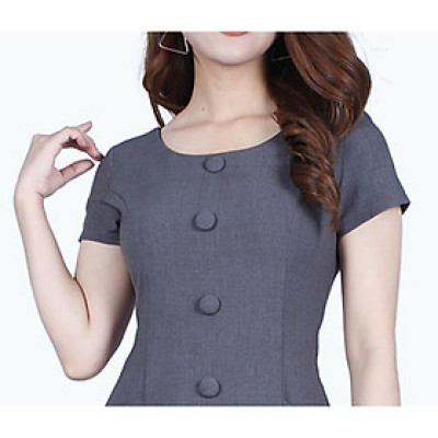 Đầm Suông Phối Nút Che Bụng Gọn Eo ThoiTrangXinh DL508