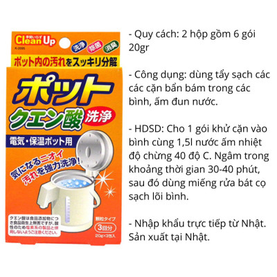 Combo 6 gói khử cặn bình nước hiệu quả an toàn tặng 2 zipper 10cm