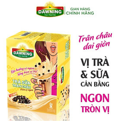 Combo 5 Hộp Trà sữa trân châu DAWNING Tròn vị ngon, thơm trà, tan đá vẫn ngon đậm đà 260g/hộp