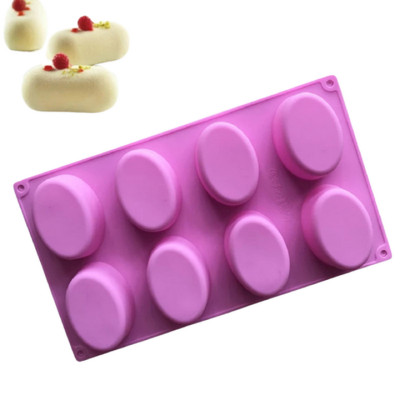 Khuôn silicon làm bánh, rau câu 8 hình Oval - Mã số 1052