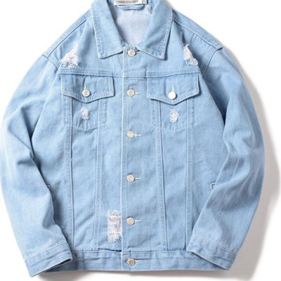 Áo khoác jeans rách nam bò sáng AJ05