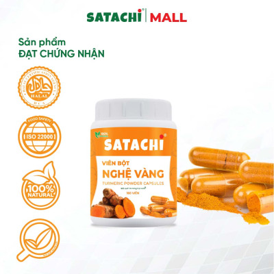 Viên Bột Nghệ Nguyên Chất SATACHI – 100% Nghệ – Dạng Viên Tiện Lợi – Hộp 180 viên
