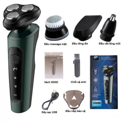 Máy Cạo Râu Lưỡi Dao Kép Đa Năng 3 Trong 1 Đầu Tông Đơ Cắt Tỉa Lông Mũi Chống Nước IPX7 Sạc Pin Màn Hình LED - Hàng Chính Hãng [Được đồng kiểm]