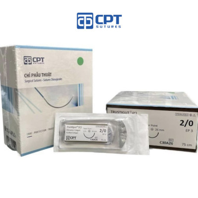 Chỉ phẫu tự tiêu tan chậm CPT Trustigut (C) Chromic Catgut số 2/0 - C30A26