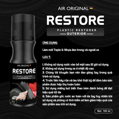 Bộ Sản Phẩm Bảo Dưỡng Phục Hồi Làm Mới Nhựa Nhám Lão Hoá Lâu Ngày Chất Lỏng Tinh Thể Plastic Xi `Mạ Taplo Nội Thất  ô tô