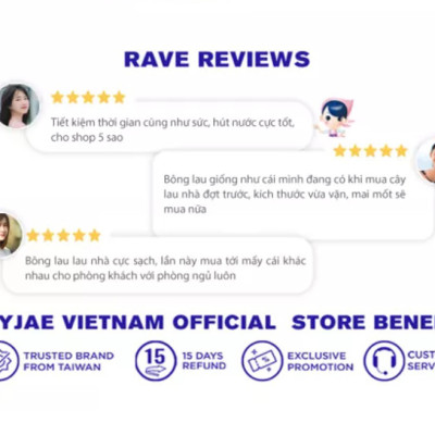 Bông Lau Thay Thế MyJae Đài Loan Sợi Microfiber Dành Cho Cây Lau Nhà 3 Lần Vắt 33cm x 12cm