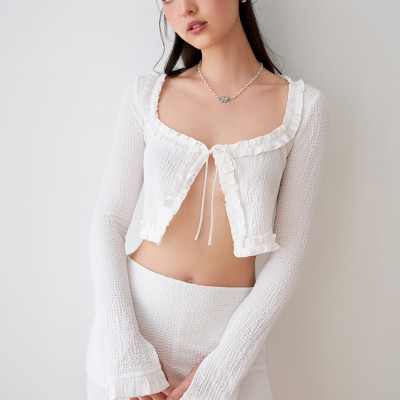 DOTTIE - Váy ngắn phối vải - Trắng - S0160