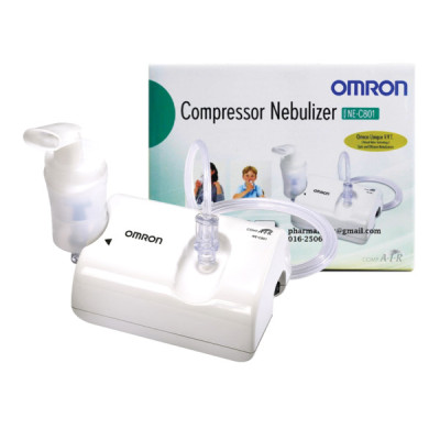 (Combo 2 Trong 1) 1 Máy Xông Mũi Họng Omron NE-C801 + 1 Nhiệt Kế Điện Tử Omron MC 246