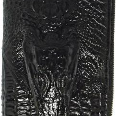 Ví nữ da cá sấu Huy Hoàng nhiều ngăn đầu cá sấu màu đen HT3725