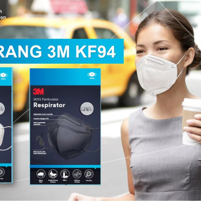 Khẩu trang KF94 3M 9013 Hàn Quốc lọc bụi, kháng khuẩn, có nẹp mũi kim loại, 2 màu trắng đen, 1 chiếc/túi