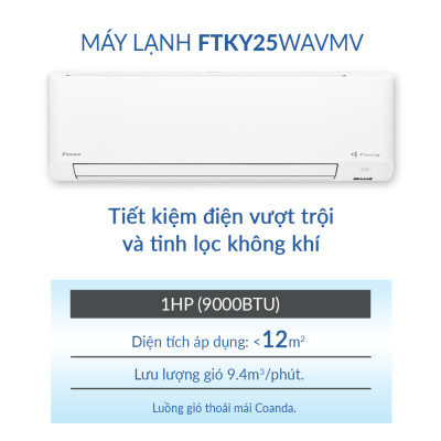 Máy lạnh Daikin Inverter 1 HP FTKY25WAVMV Mới 2022- Hàng chính hãng( Chỉ giao HCM)