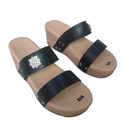 Dép Nữ Quai Ngang Đế Xuồng HÀ NAM Da Bò Thời Trang Cao Cấp 7cm DNU2124