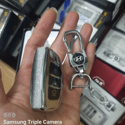 Bao chìa khoá ô tô xe I10 chìa cơ nút silicon mạ crom Full hộp