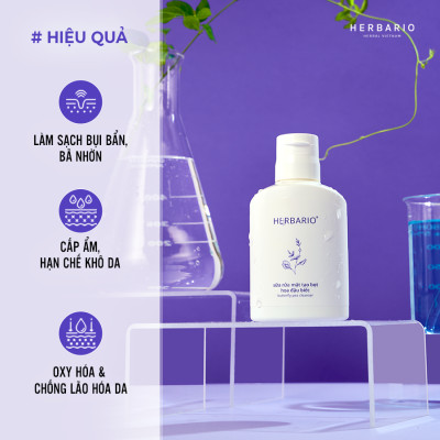Sữa rửa mặt tạo bọt Hoa Đậu Biếc Herbario 100ml Giúp cấp ẩm, chống lão hóa thuần chay