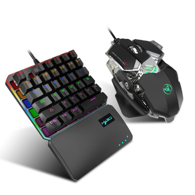  Combo Chuột chơi game HXSJ V200 + J600 có dây  lập trình macro 9 phím & V200 Blue Switch Cơ một tay