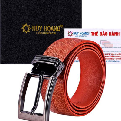 Thắt Lưng Nam Da Đà Điểu Trơn Đầu Kim Huy Hoàng HT4416 - Vàng